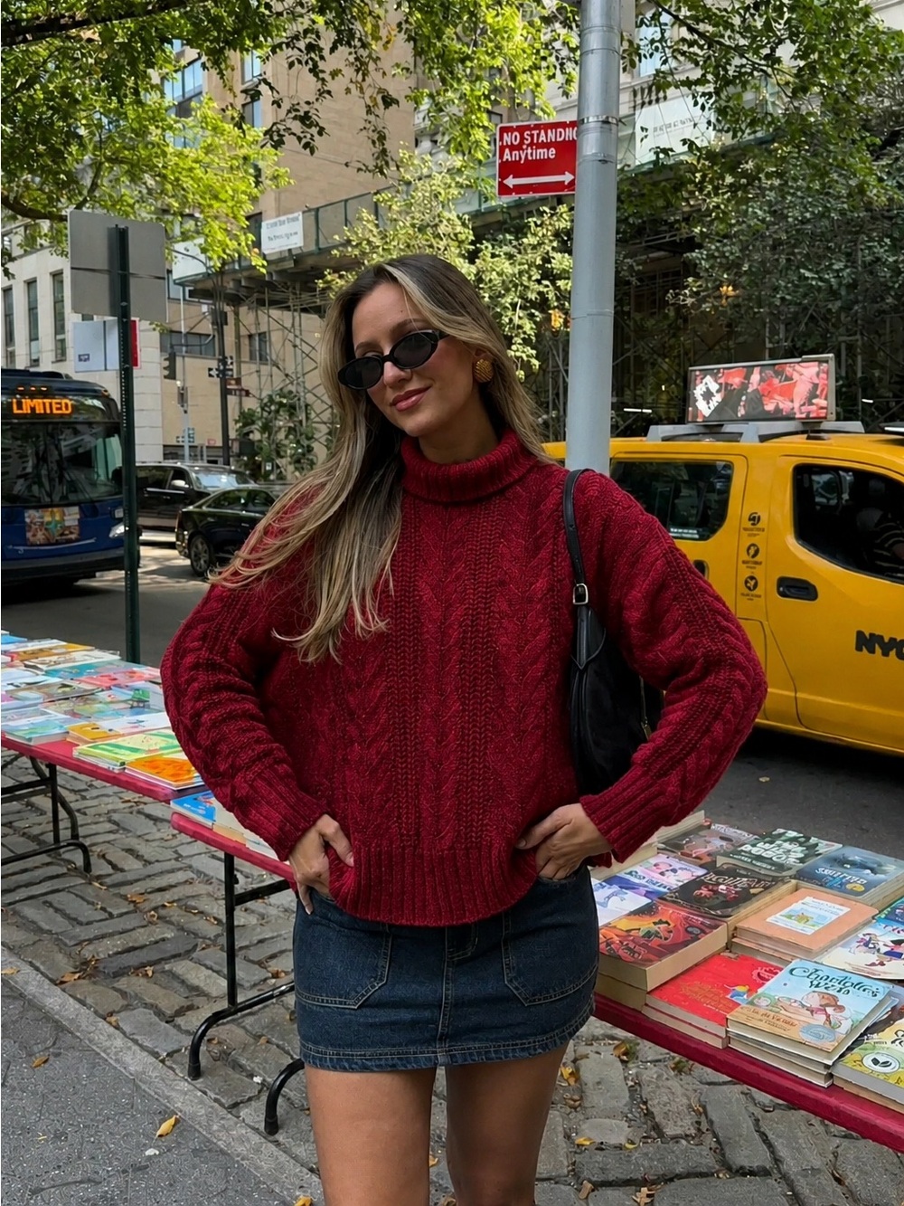 LL Bean Wool Cozy Cable Knit Turtleneck Sweater - Red